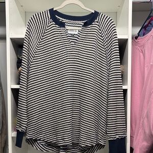 American Eagle Outfitters Navy and Cream Striped Knit